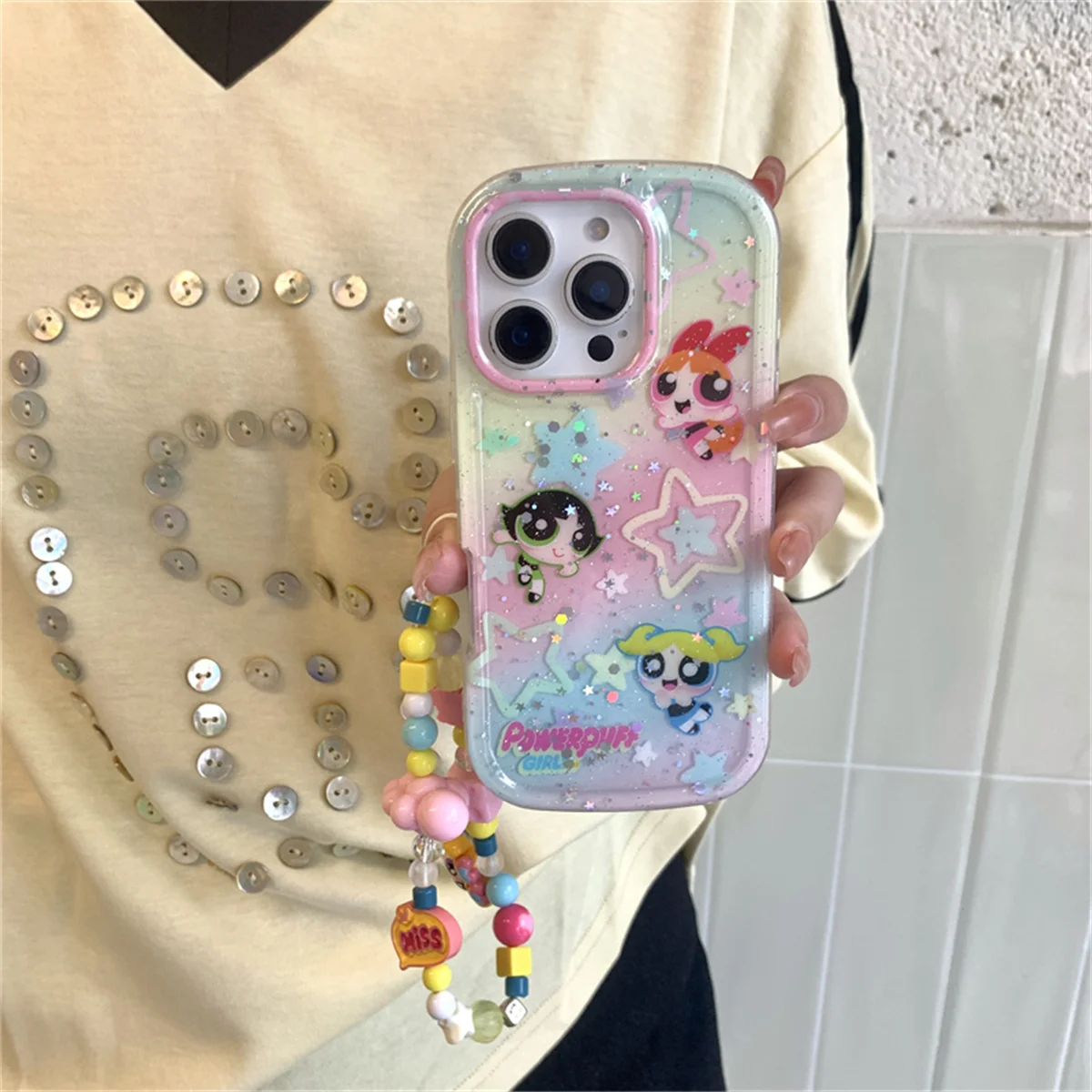 

Fashion Cute Cartoon Girl Phone Case For iPhone 16 Pro 15 14 Pro Max Cover with Chain Kawaii Protective Cases Lovely Capa