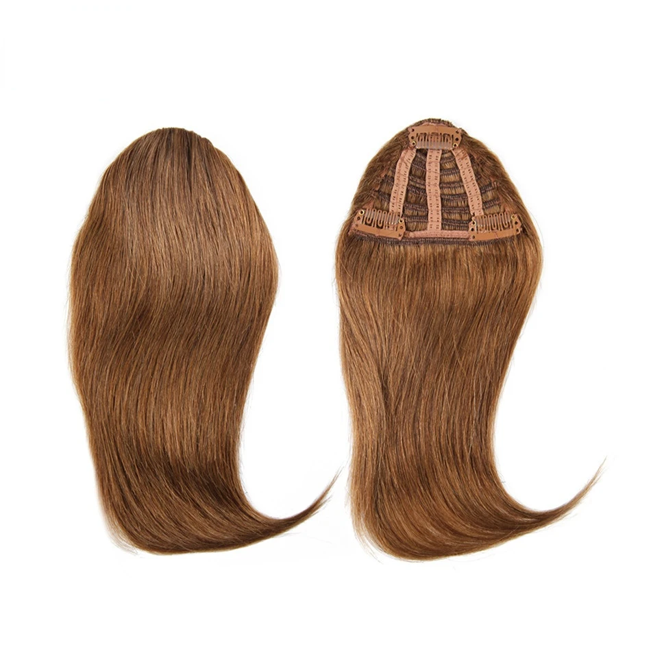 Flequillo de pelo Real para mujer, extensión de cabello humano, flequillo romo