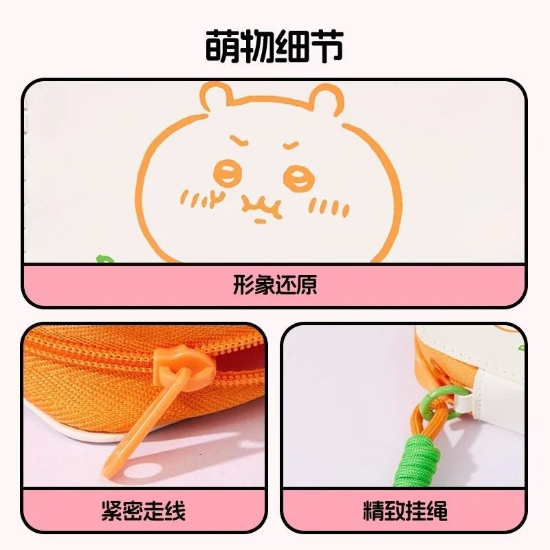 MINISO Chiikawa Earphone Bag Usagi Cartoon Cute Figure Leather with Hanging Rope Bluetooth Earphone Case Portable Going Out Gift