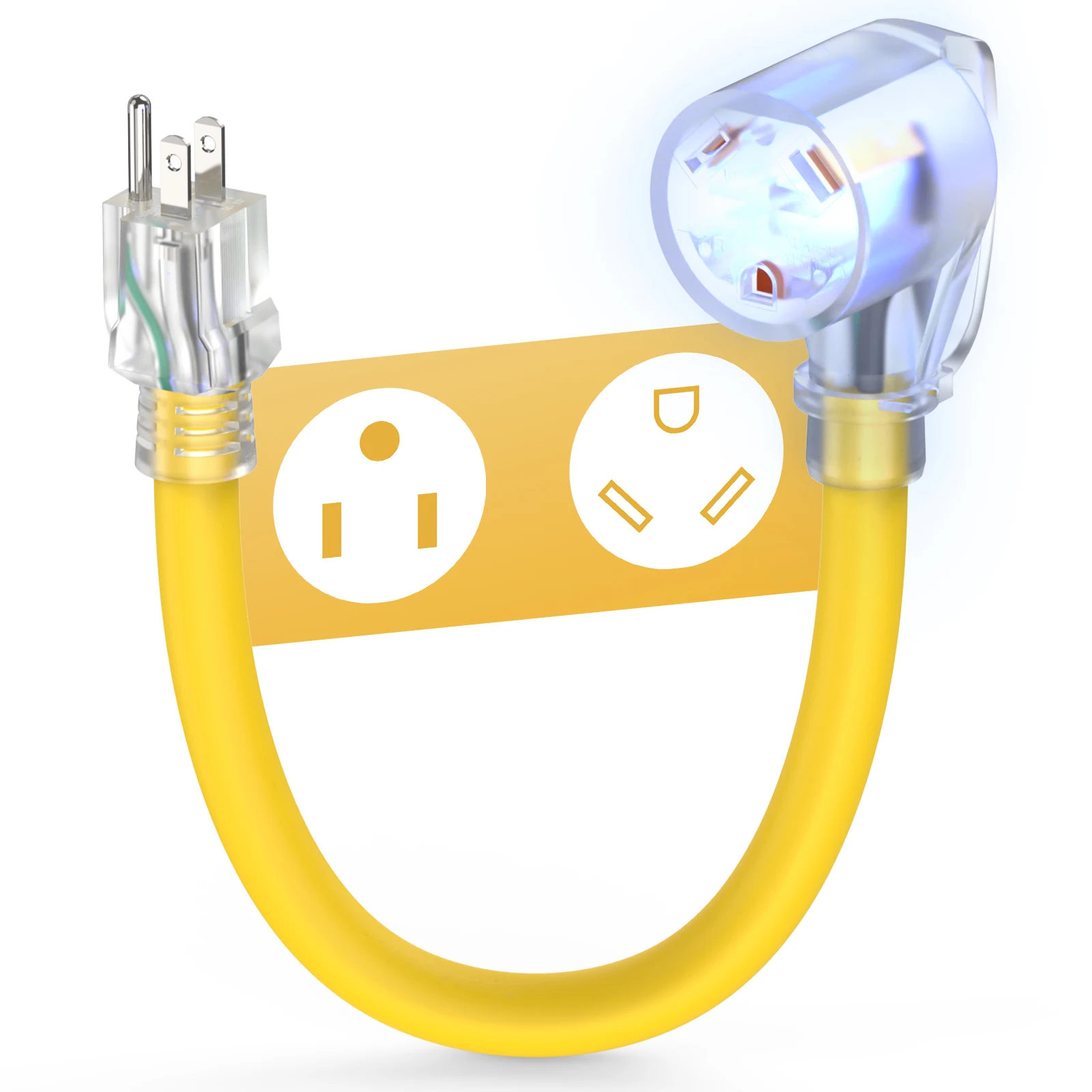 

Адаптер питания TOOLIOM от 30 А до 110 В для автодома, разъем TT-30R на разъем 5-15P, 10AWG STW 12-дюймовая собачья кость с ручкой, для кемпера/фургона/прицепа