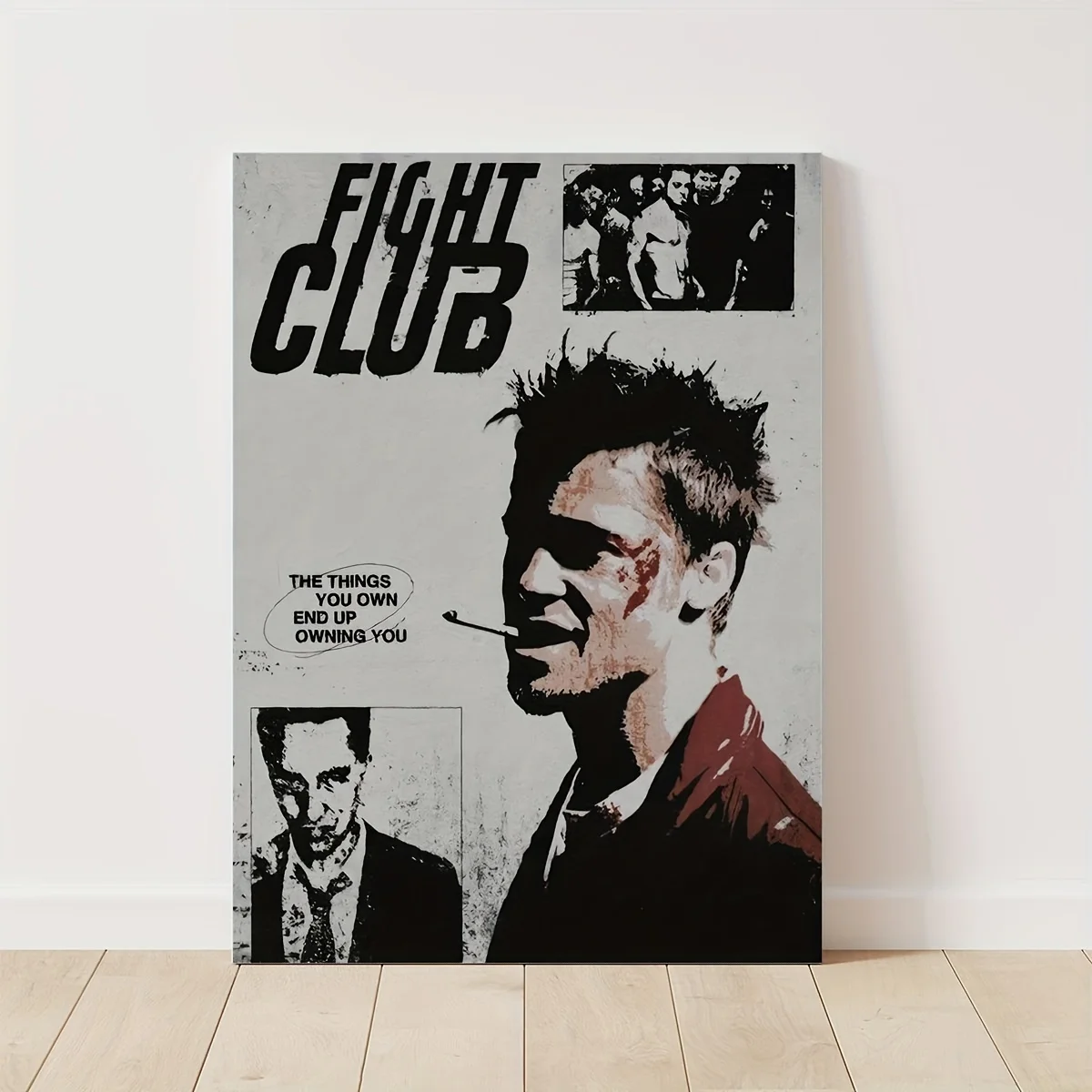 

Fight Club Classic Movie-Inspired Frameless Canvas Art Print Modern Black & White Wall Decor for Home, Office And Living Room