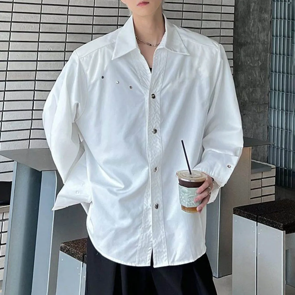 

Autumn Men's Solid Color Long-Sleeved Shirt French Retro Fashion Trend High Street Loose Casual Niche Men's New Tops 2025
