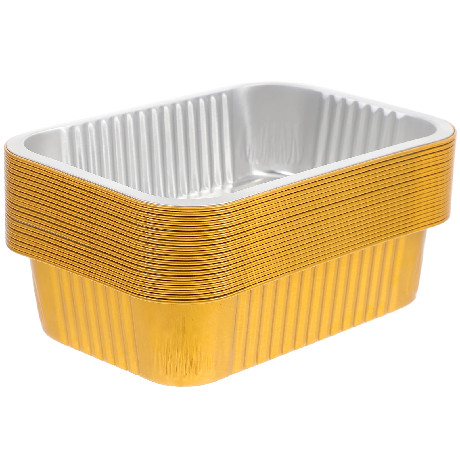 

20pcs Aluminum Foil Boxes 184ml Golden Containers Heat Resistant Square Disposable Baking Trays Pans Takeaway
