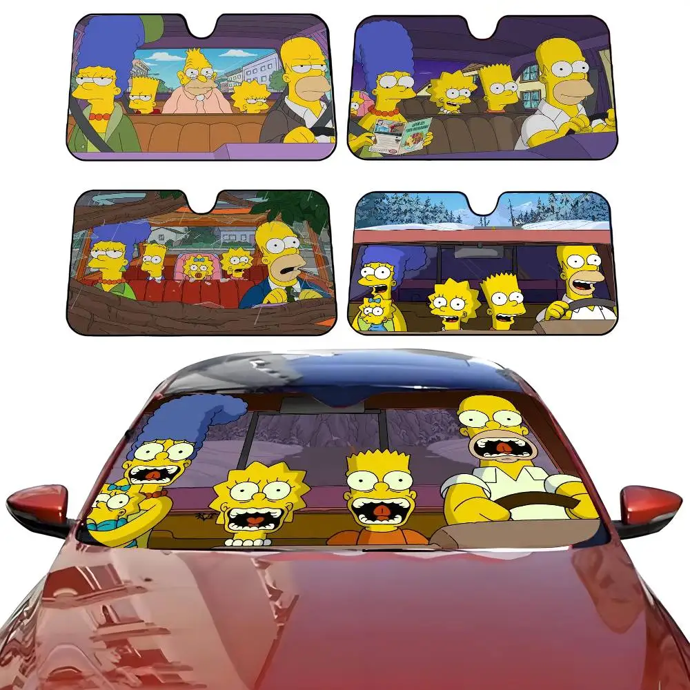 

Cartoon Cool S-Simpsons-es Car SunShade Windshield Anti-UV Protection Front Sun Shade Cooling Protector for Vehicle Interior