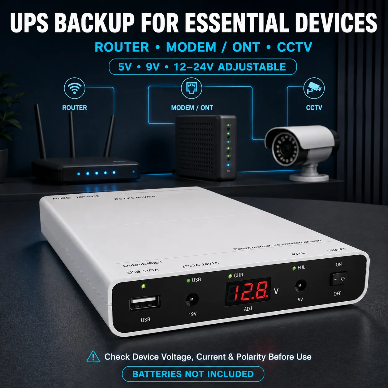 3S4P DIY 18650 Mini UPS Battery Case Dual Chip 5V3A 9V1A 12-24V Output for Router Modem CCTV No Battery - view 6