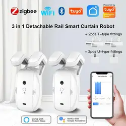 コネクテッドロボット電気カーテン,Tuyaモーター付き自動カーテン,wifi,Bluetooth,アプリケーションによる音声制御,Alexa, Google Home, 3 in 1