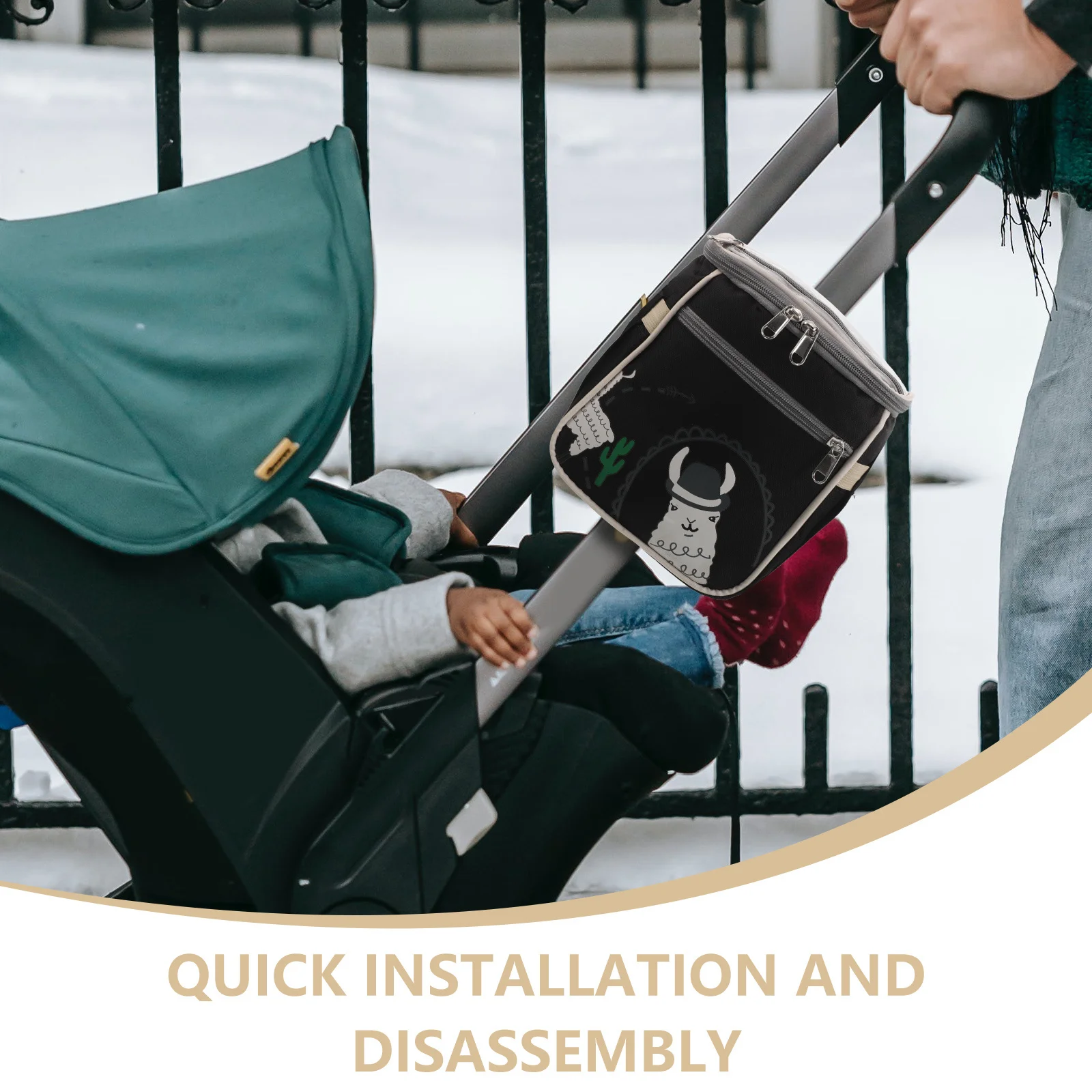 Stroller Organizer Multifunctional Hanging Bag Large Diaper Tote Baby Stroller Storage Waterproof Durable Pram Hooks