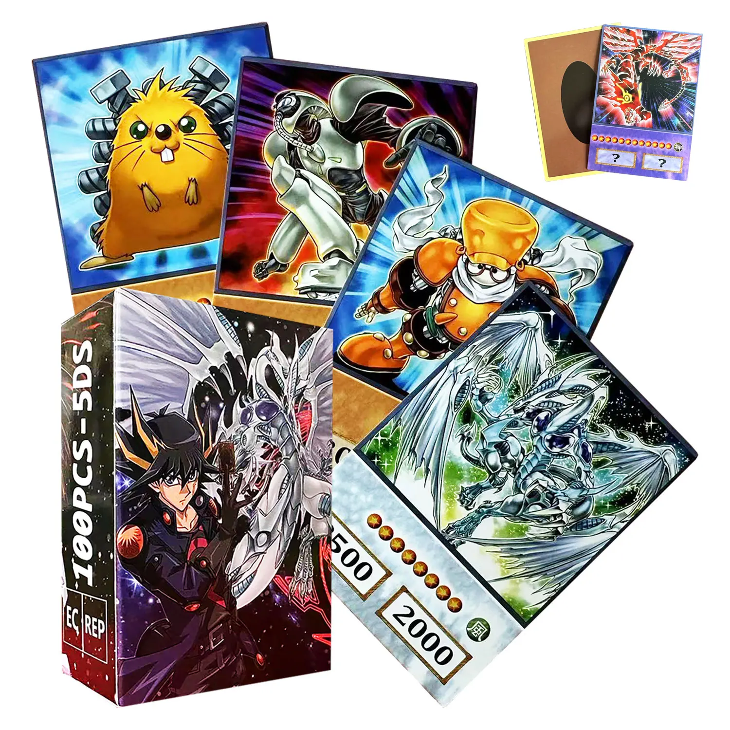 100 Stück Yu-Gi-Oh Anime-Stil Karten Blaue Augen Dunkler Magier Exodia Obelisk Slifer Ra Yugioh DM Klassische Proxy DIY Karte Kinder Geschenk