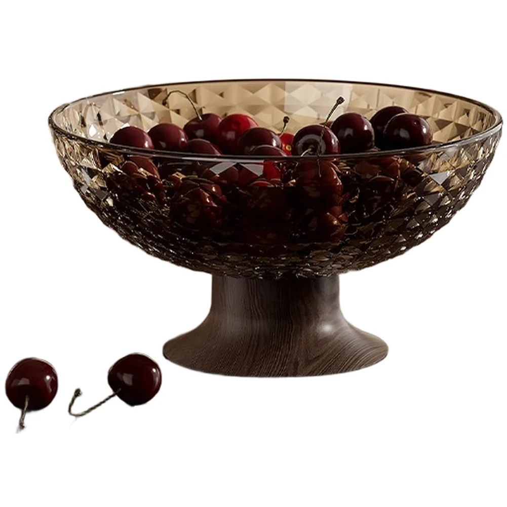 Luxury High Foot Fruit Bowl With Drainage Base Home Living Room Coffee Table Candy Snack Tray Large Capacity Snack Tray Light