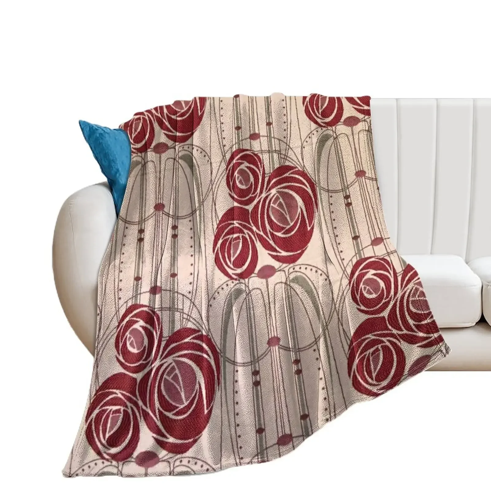 

Charles Rennie Mackintosh roses,Mackintosh abstract rose Throw Blanket Sofa Flannel Fabric Soft Beds Picnic Blankets