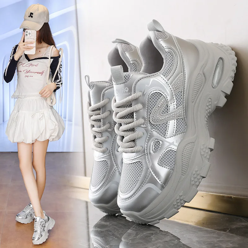 

Breathable Platform Sports Casual Shoes for Women 3CM Sole Non Slip Comfortable Walking Sneakers for Daily Wear