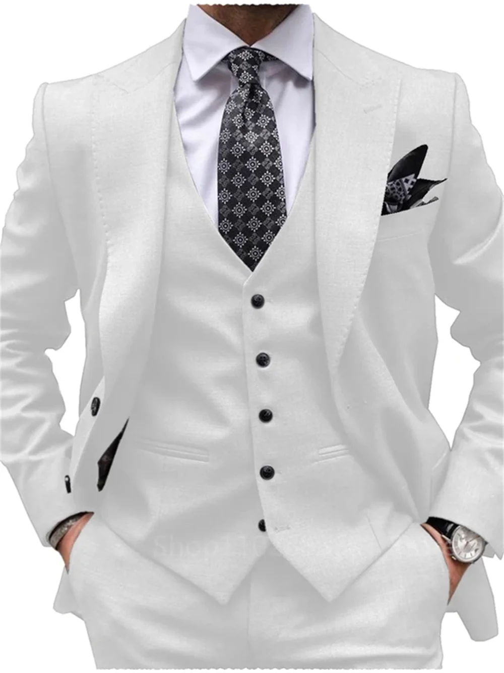 3 Pieces Latest Designs Men Suit Slim Fit Wedding Tuxedo Custom Made Notched Lapel Costume Homme Prom Male Clothing