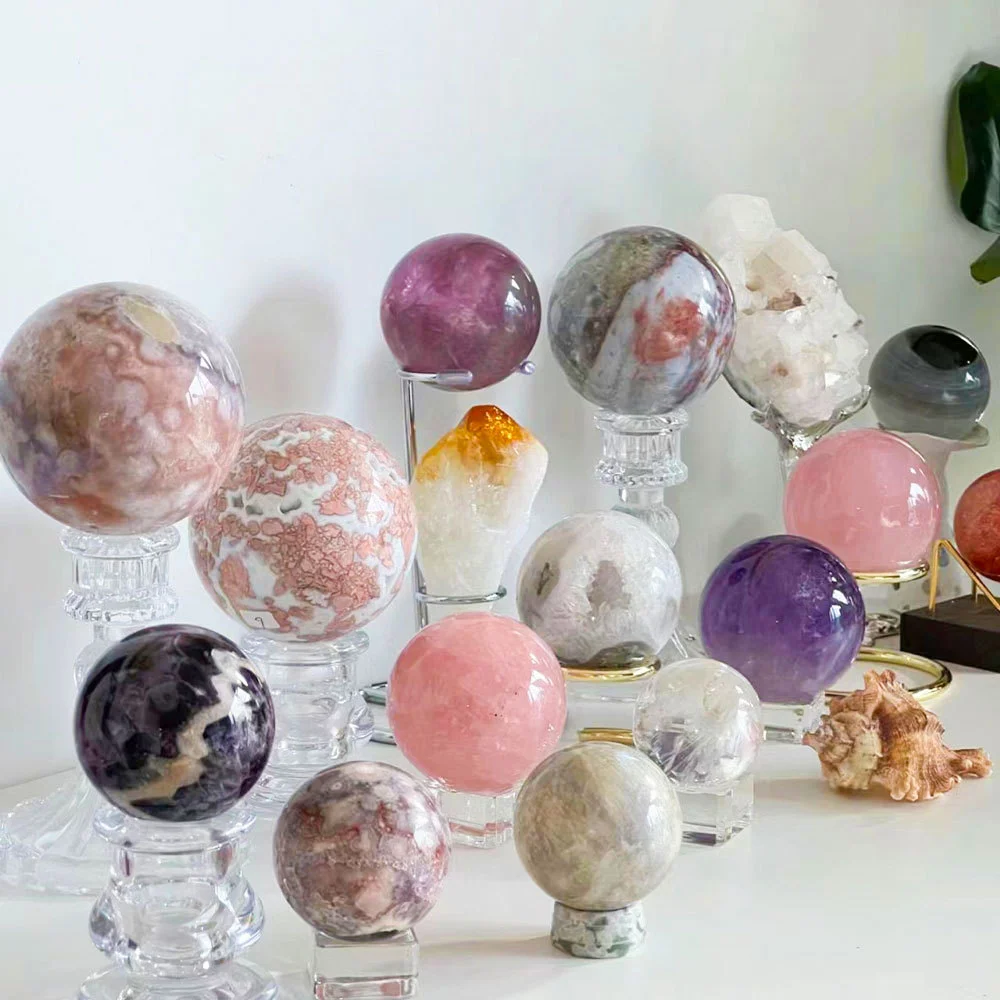 

Natural Crystal Ball White Crystal Yellow Crystal Ball Original Stone Polished Seven Star Array Feng Shui Ornament Home Decor