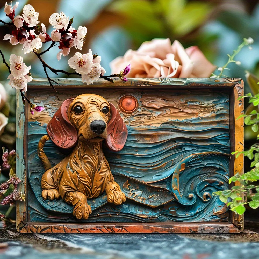 Vintage Dachshund Dog Tin Sign: 8x12 Inch (20x30cm) Aluminum Artwork - Perfect for Spring/Summer Decor Home Decor
