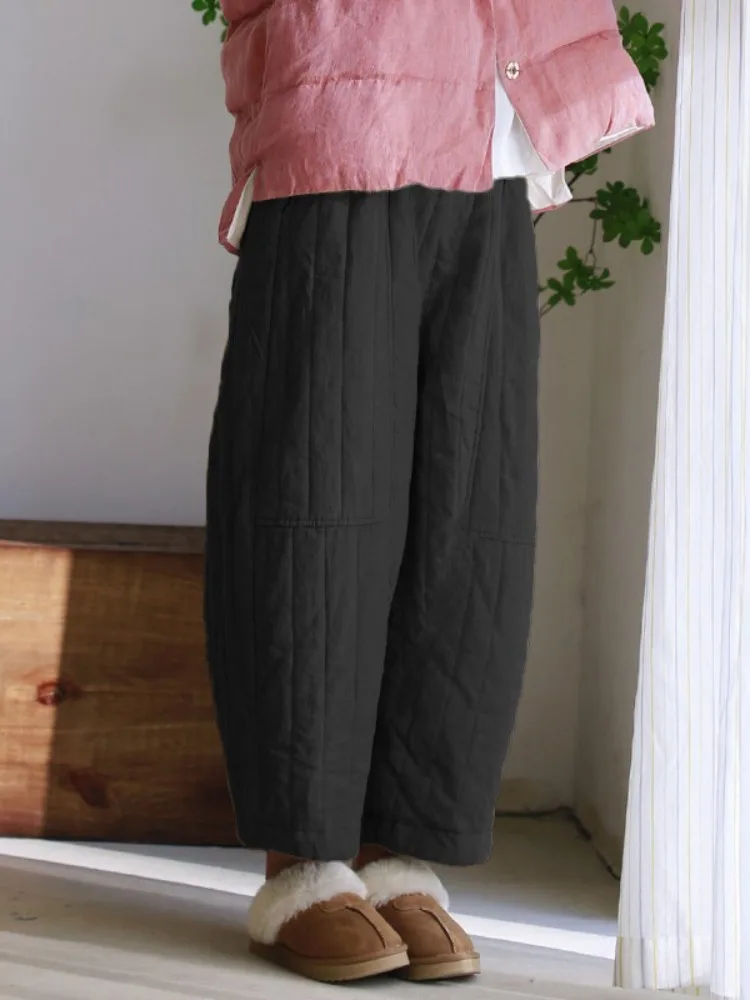 Pantalon en coton Thiened pour femme, pantalon d'hiver pour loisirs à la maison, chou pour maman, taille élastique, neuf Points, rempli de coton