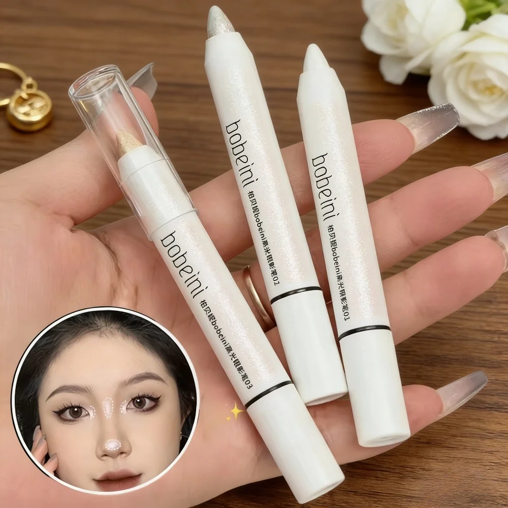 Bâton de fard à paupières mat, Eyeliner blanc scintillant, stylo surligneur argenté, cadeau festif, anti-taches, sans cruauté