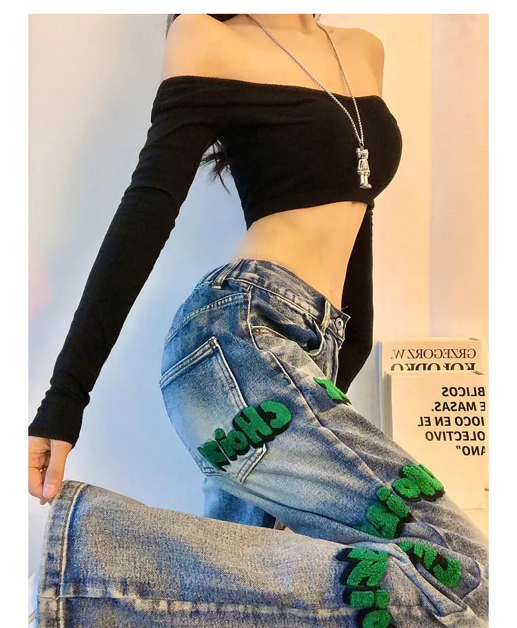 European And American High Street High Waist Straight Wide Leg Jeans Women'S Spring And Autumn 2022 Thin And Loose Couple Models