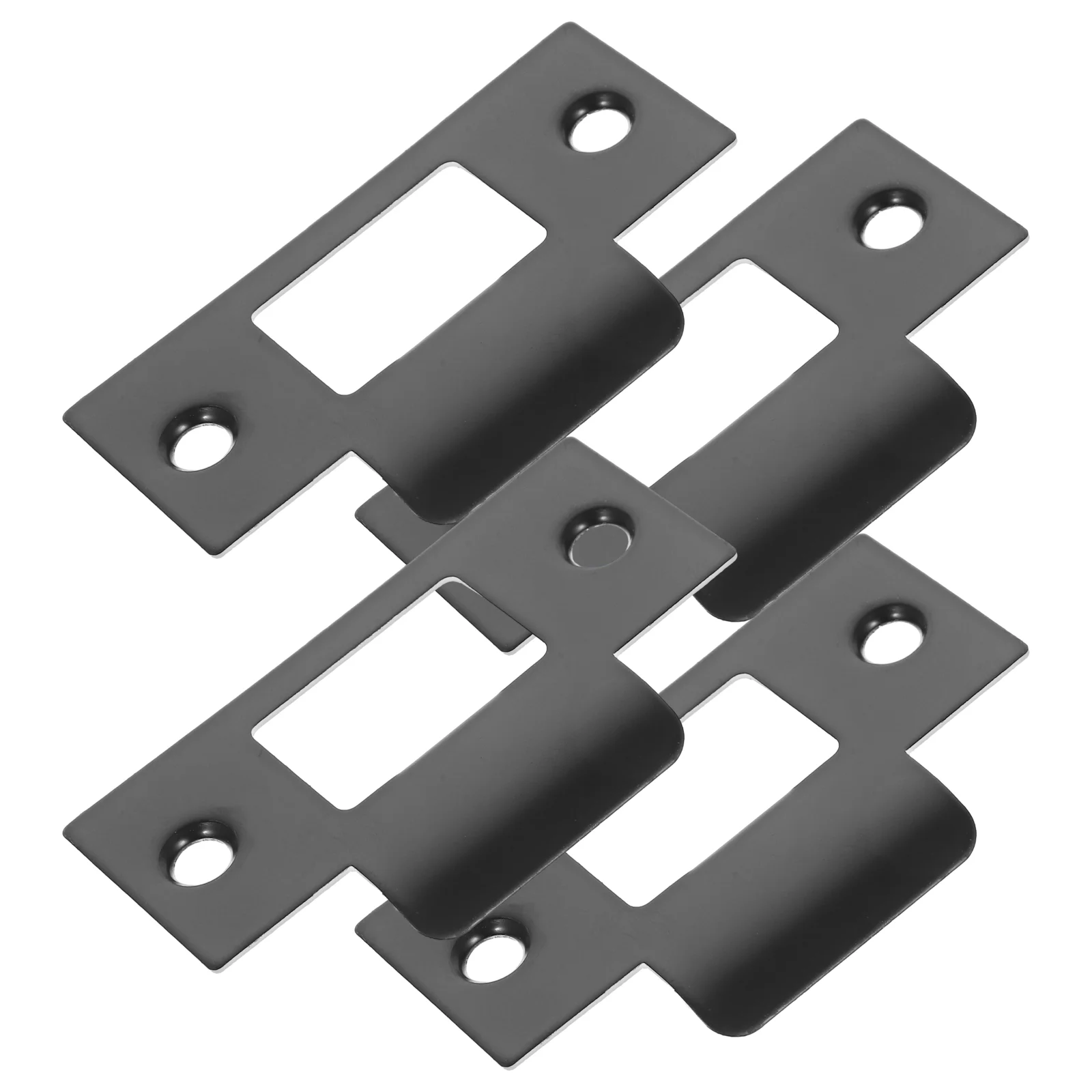 4 Pcs Cam Block Door Strike Plate Covers Deadbolt Stainless Steel Kick Hole Black Handles