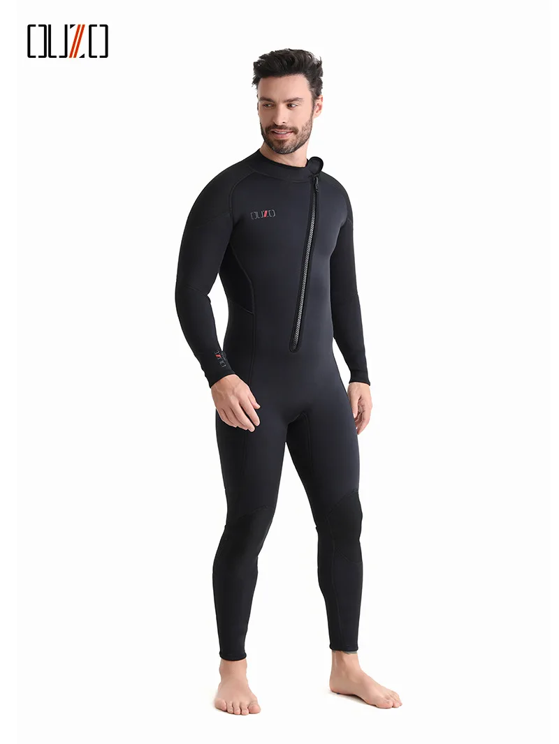 Wetsuit Men 3mm, Neoprene Wet Suits Front Zip Full Body Long Sleeve Diving Suit in Cold Water for Water Sports Surfing Fishing