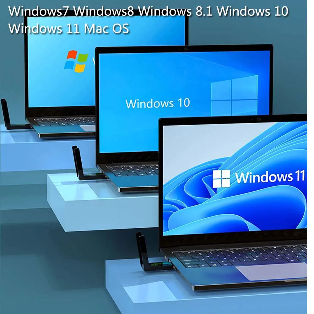 무료 드라이버 1300Mbps WiFi USB 무선 어댑터 2.4G 5.8G 전송 수신 듀얼 밴드 안테나, 노트북 PC Sgnal 증폭