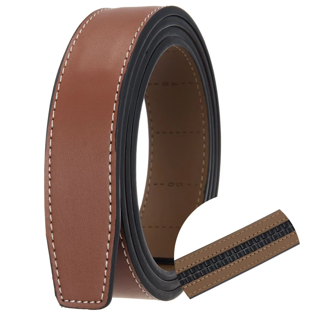 90-130cm Luxury Designer Men's Automatic Buckle Belt Body Genuine Cow Leather Ratchet Belt Strip No Holes 30mm 31mm