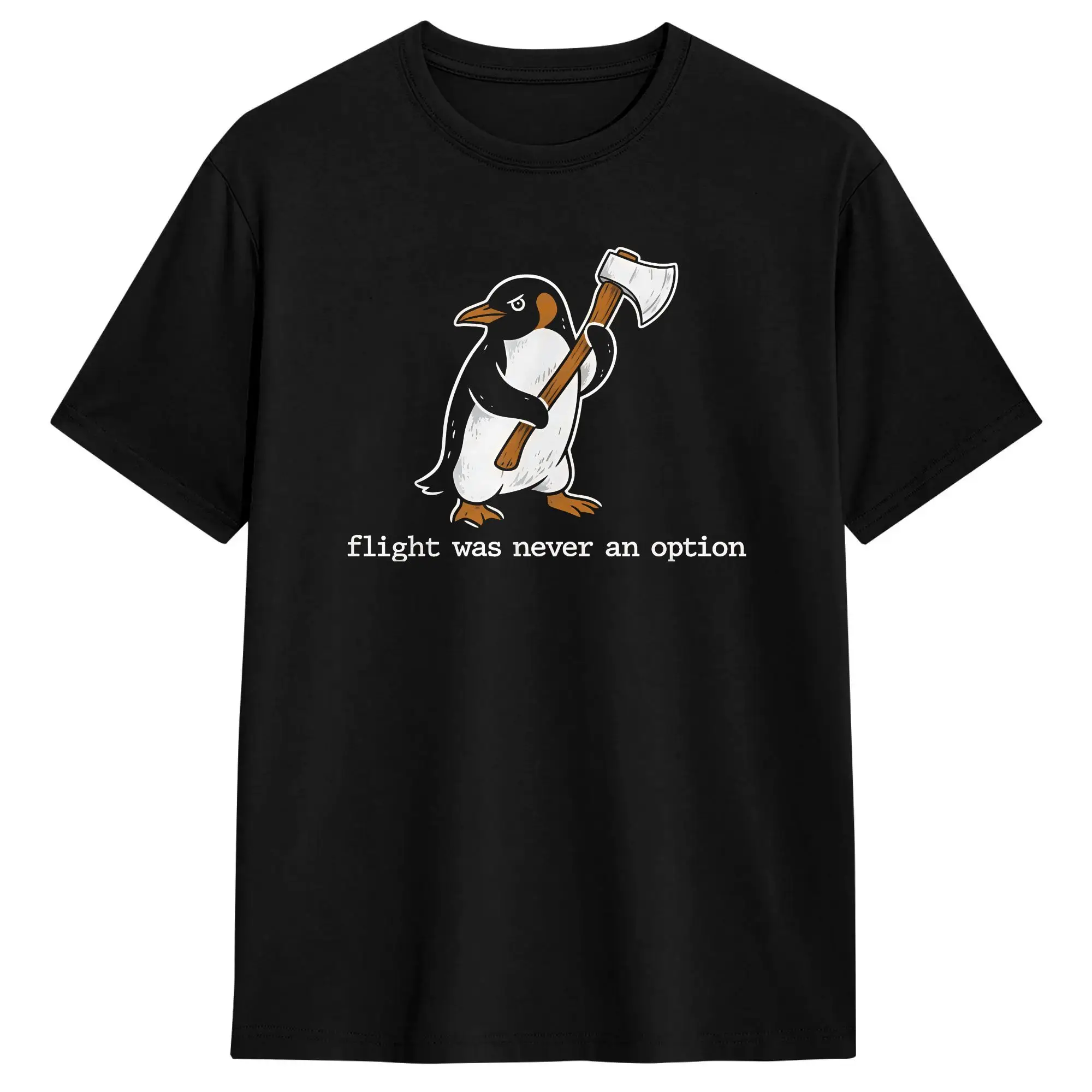 Vintage T Shirt Summer Flight was Never an Option Funny Penguin Meme 1 Fashion T-Shirts  Cotton Tshirt for Men Short Sleeve Tops