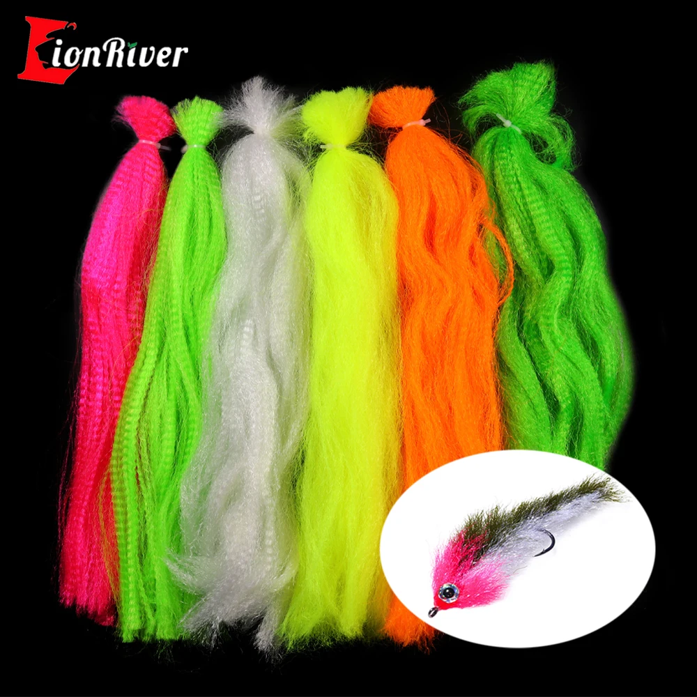 Lionriver Saltwater Fishing Streamers Crinkled Slinky Fiber Fly Tying Sparkling Synthetic Long Hairs Lure Making Material