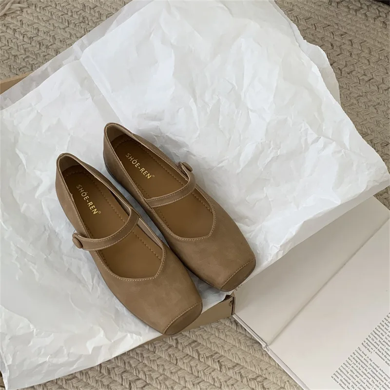 Women Shoes Autumn Casual Female Sneakers Square Toe Flats Modis Fall Summer Retro New Dress 2025 Leisure Sewing Mary Janes Fash