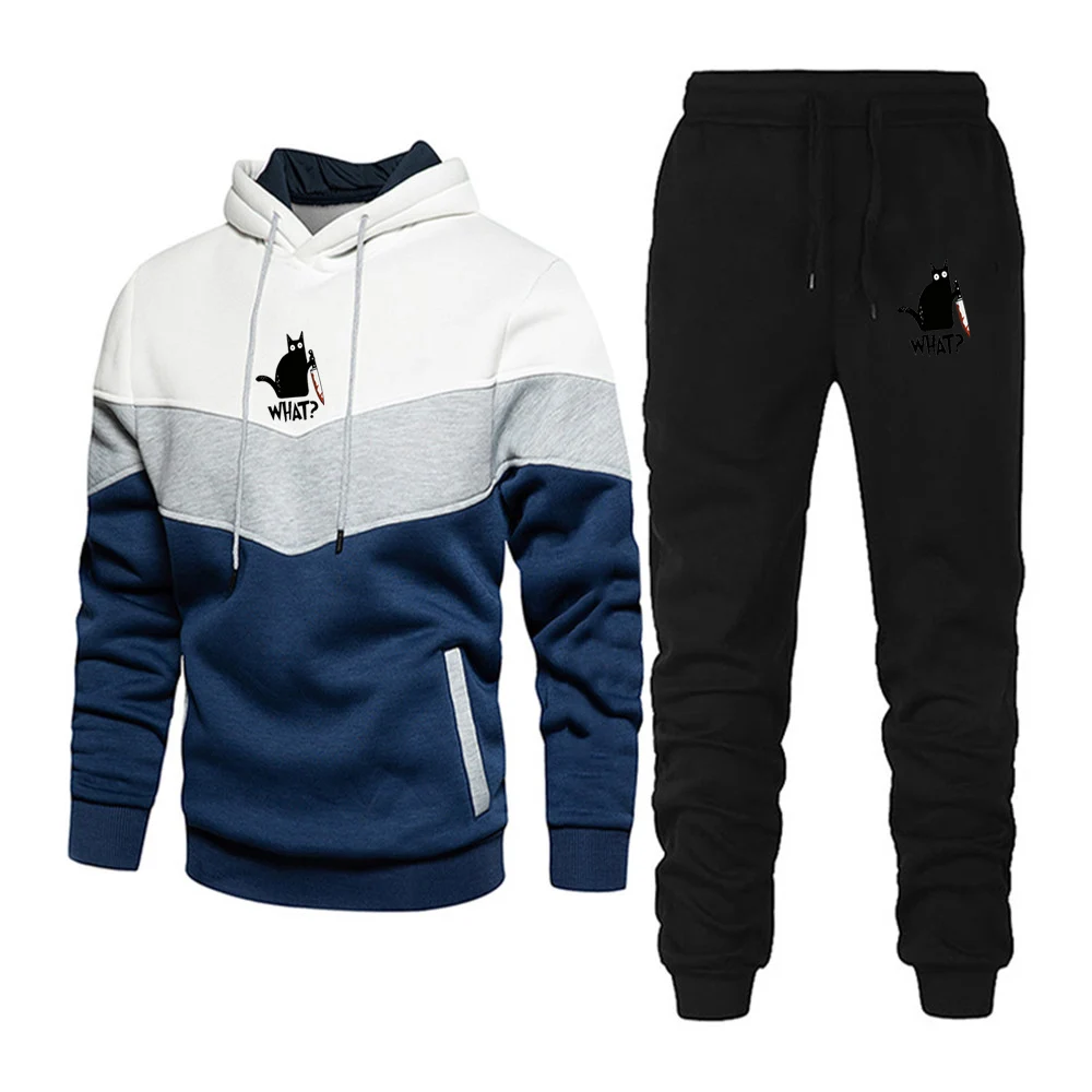 

High quality hoodie and black sweatshirt pants, newspaper informal sports jacket jogging suit novelty