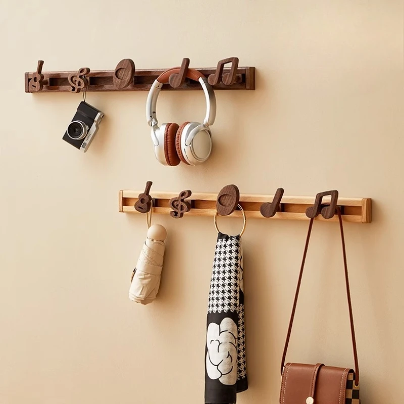 

Entryway Wall Hooks Creative Musical Note Coat Rack No Punching Clothing Hangers Decorative Sliding Hooks for Jackets & Hats