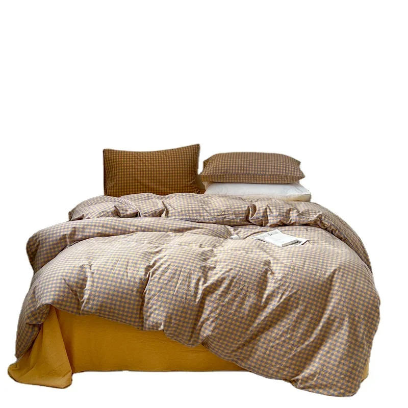 

2024 Cotton Yarn-dyed Four-piece Set Washed Cotton Simple Bedding Fashion Four-piece Set