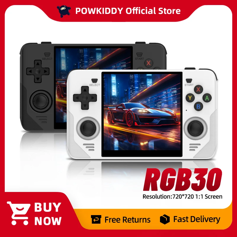 POWKIDDY RGB30 Retro Pocket 720*720 4 Inch Ips Screen Built-in WIFI RK3566 Open-Source Handheld Game Console Children's Gifts