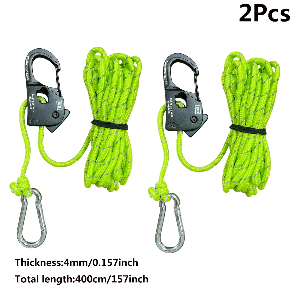 2 Peças 4m Ajustador de Corda  - Outdoor Camping Extension Cord avaliação e preço