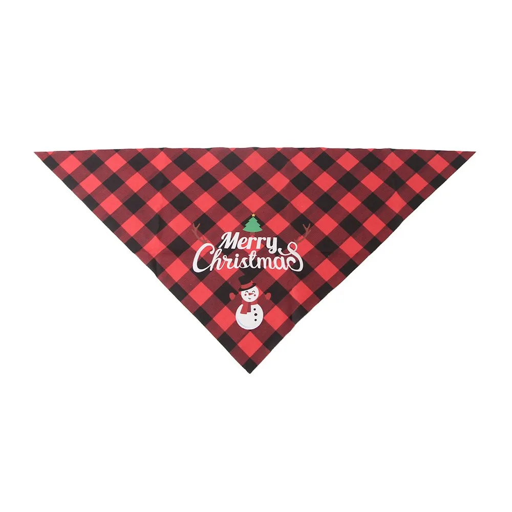 

Red Green Grid Christmas Dog Scarf Santa Claus Adjustable Triangle Bandana Snowman Dog Saliva Towel Merry Christmas Decoration