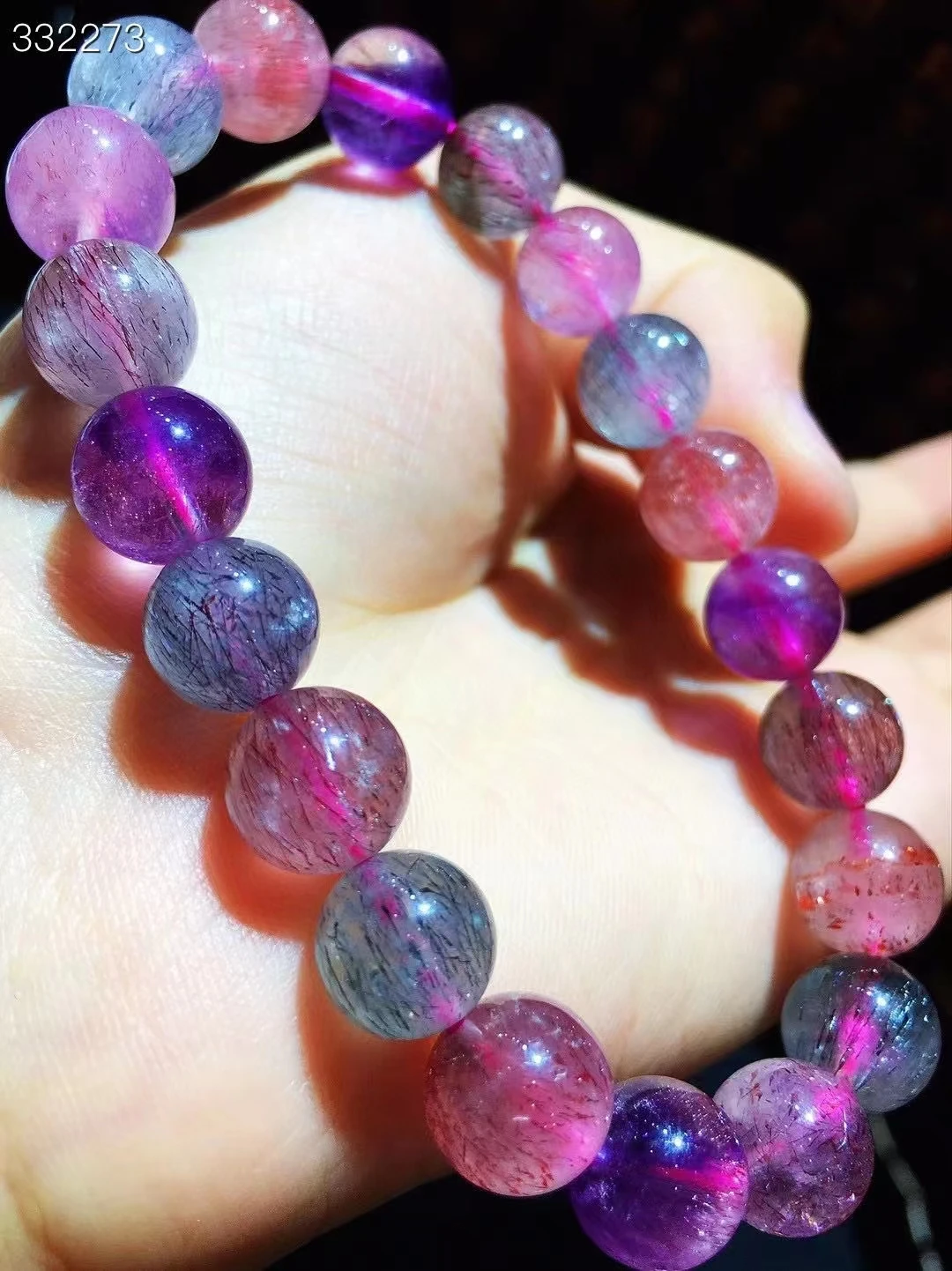 

Natural Colorful Super 7 Seven Red Lepidocrocite Quartz Bracelet Jewelry 9.5mm Woman Rutilated Quartz Clear Beads AAAAAAA