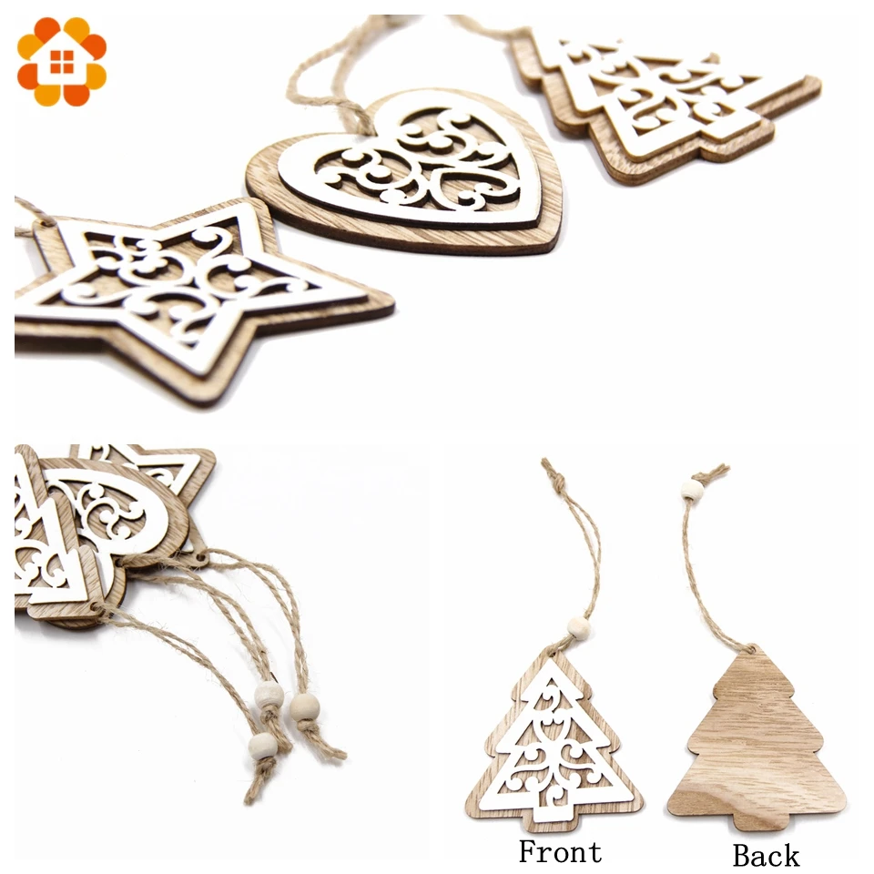 New!6PCS/Lot Multi European White Wooden Pendants Ornaments Hanging Gifts For Wedding&Christmas Party Decorations Tree Ornaments