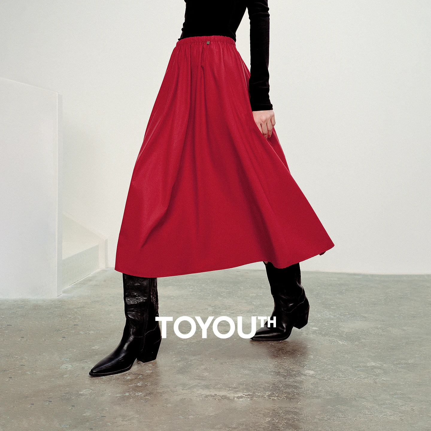 TOYOUTH Women Skirts 2026 Spring New Basic Design Elegant Korean Style Versatile Midi Length Maxi Length