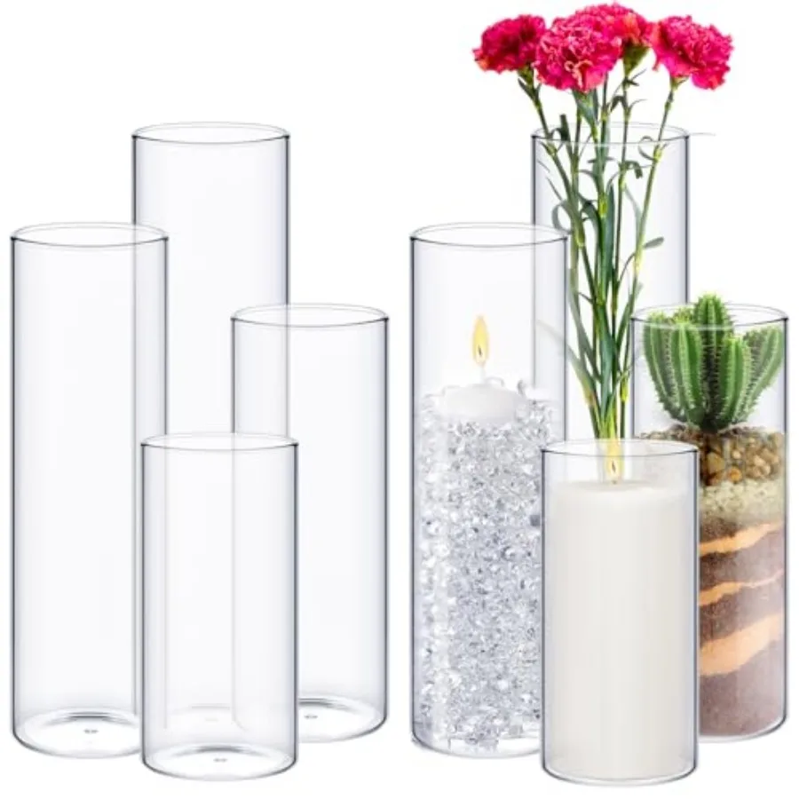 

Pcs Glass Cylinder Vases ''/''/'' Diameter Clear Flowers Vase Hurricane Floating Candles Holders for Table Centerpieces in, 8 i