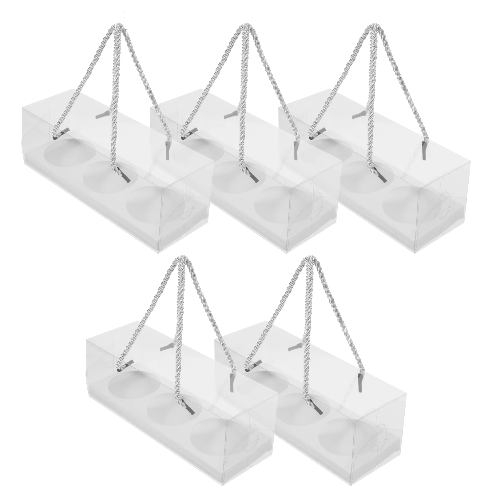 

5pcs Storage 7.28x2.56x2.56 Inches Transparent PET Gift Boxes for Party Wedding Birthday Bulk Boxes with Lids String