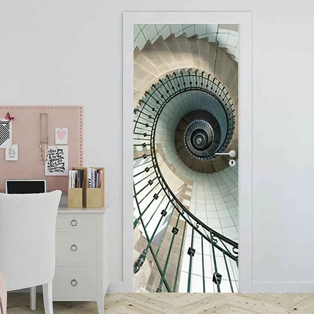 

Современный абстрактный глубокий белый коридор, 3D наклейка на дверь, водонепроницаемые самоклеящиеся обои, наклейки для гостиной