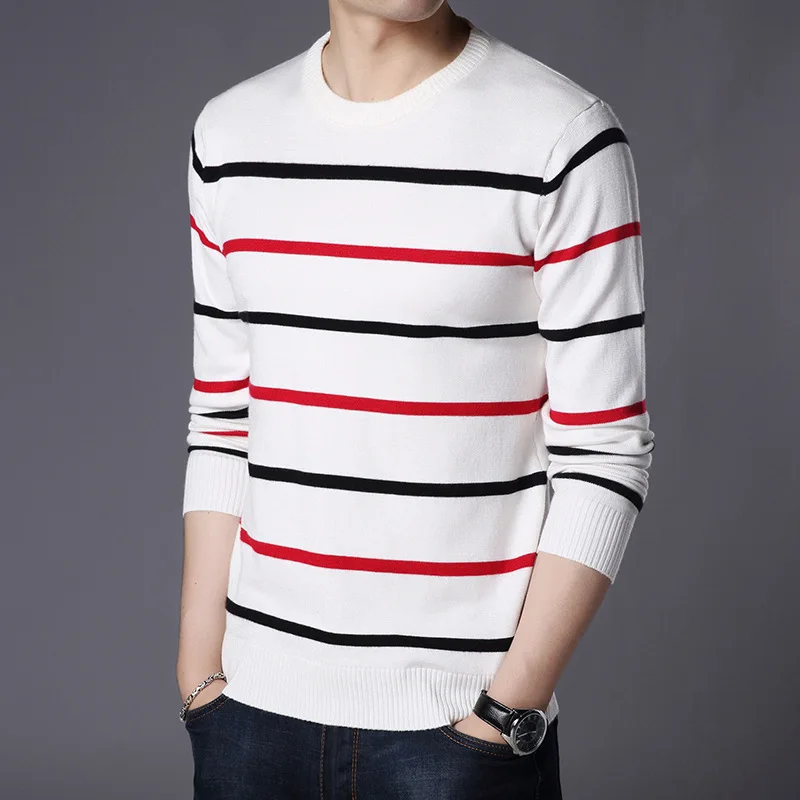 

2026 Men's New Autumn Striped Crew Neck Casual Thin Sweater