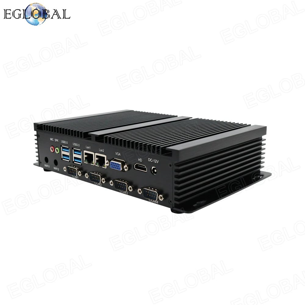 EGLOBAL Industrial Fanless Mini Computer 4 COM Intel Core i5-3317U Windows XP/10 Mini PC 4*RS232 WiFi 8*USB Ubuntu Linux PC