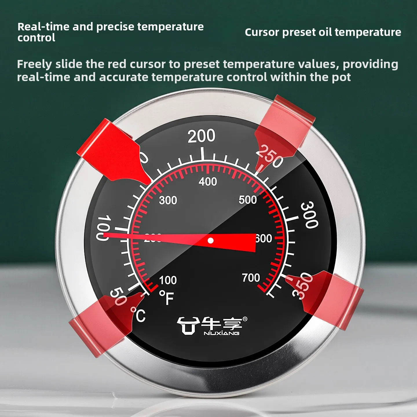 Kitchen Special Oil Pan Food Oil Temperature Thermometer 10-290 Degrees Stainless Steel Bimetal Oil Temperature Thermometer