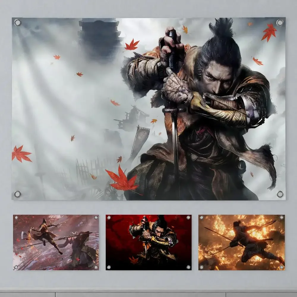 Iconic Game Sekiro：Shadows Die Twice Flags Wall Hanging Banner Indoor Outdoor Party Home Wall Decor Backdrop