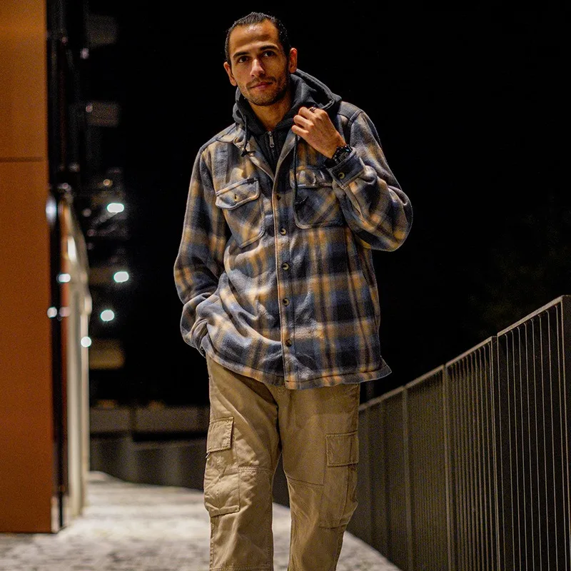 Men's European-sized Sweatshirt, Teenagers' Striped Checkered Hoodie, Winter Fleece, Fashionable, Simple and Casual Men’s Wear