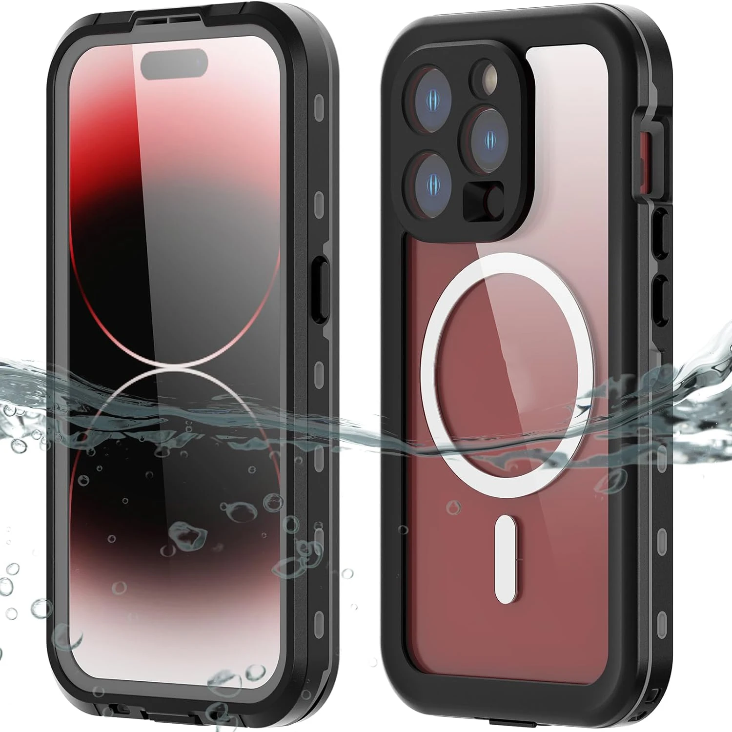 

Waterproof Case for iPhone 15 Series, IP68 Waterproof Cell Phone Cover with Built in Screen Protector