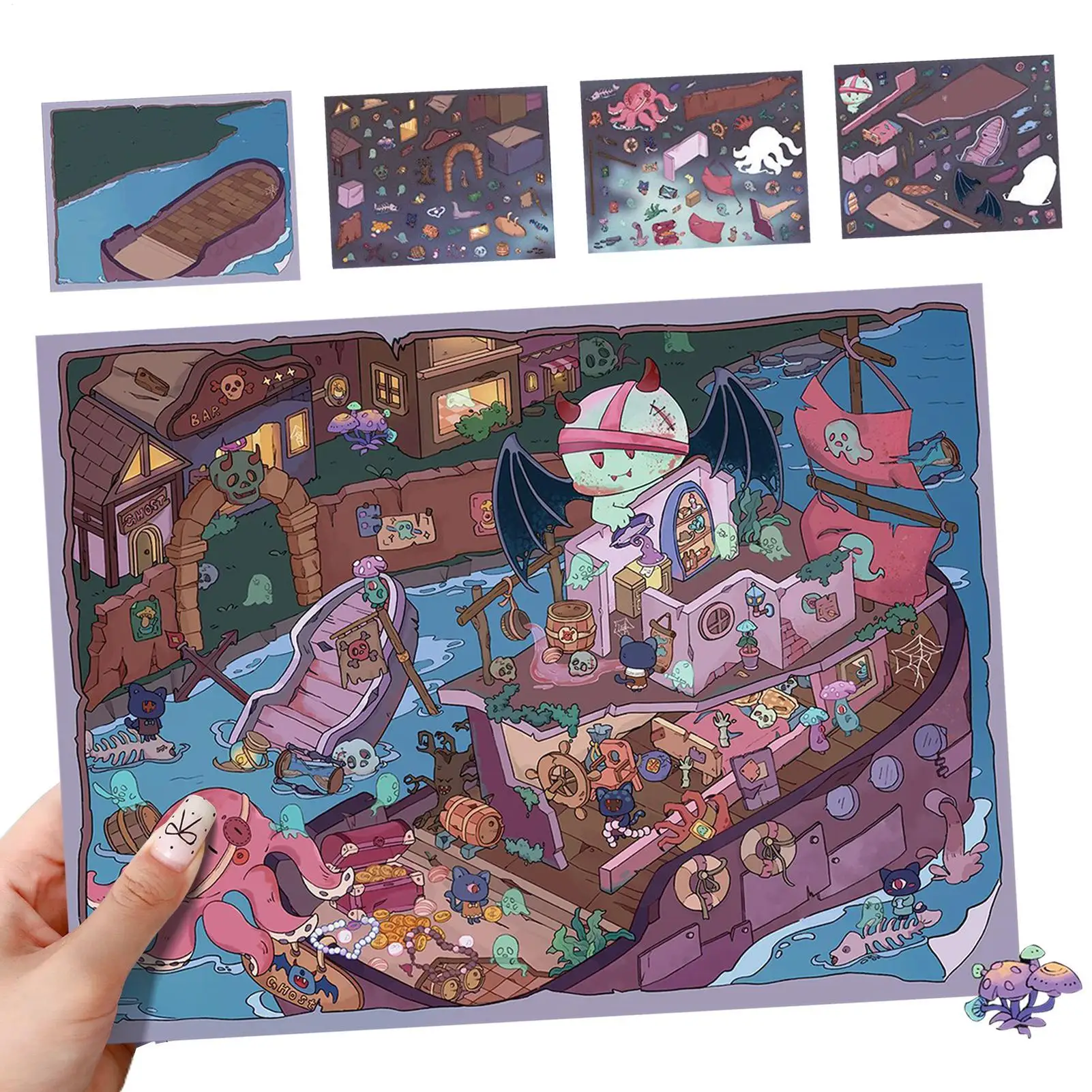 Miniatuur huisstickers 3D-effect Horror Hand Account Decals Stress Relief Landschapsarchitectuur Decals voor ambachtelijke liefhebbers Plakboek