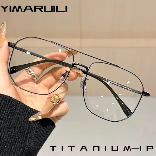 YIMARUILI, nueva moda, gafas de aviador Retro para hombre, aleación de titanio ultraligera, gafas graduadas ópticas de gran tamaño, montura 5588