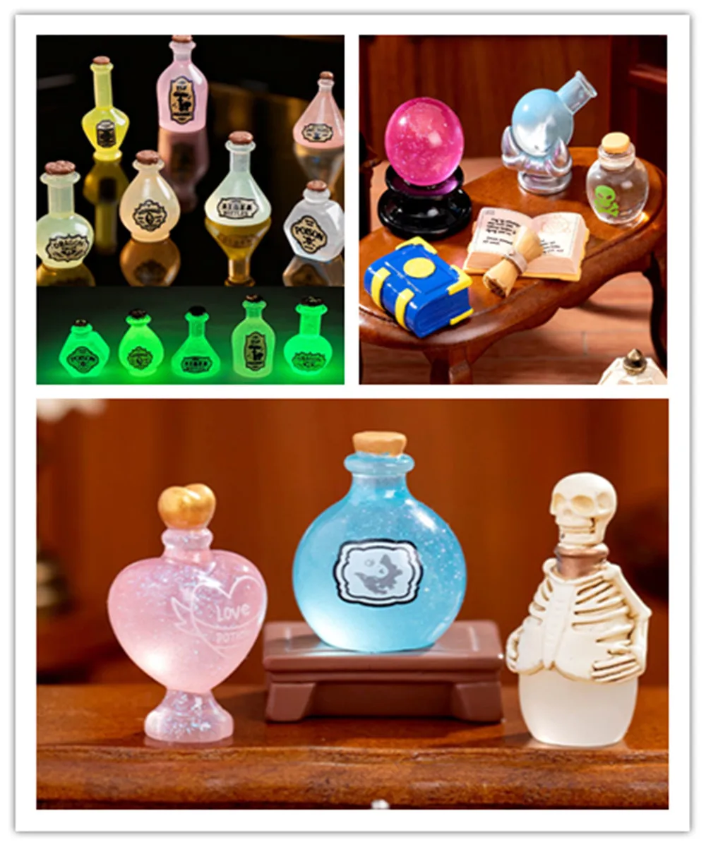 Cabujones de Resina con Diseño de Libro Mágico y Poción de Halloween, Estilo Kawaii, para Manualidades, Joyería, Decoración de Casas de Muñecas
