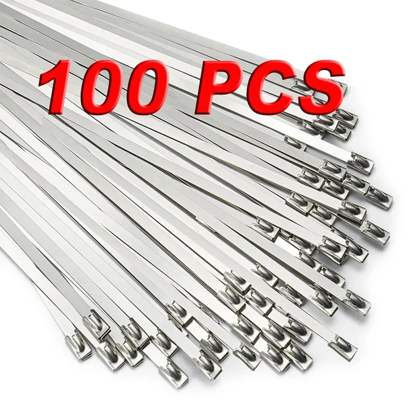 100 Piece Zip Ties Heavy Duty Multi-Purpose Self-Locking Cable Ties 11.8 Inch Silver For Machinery 4.6X300mm